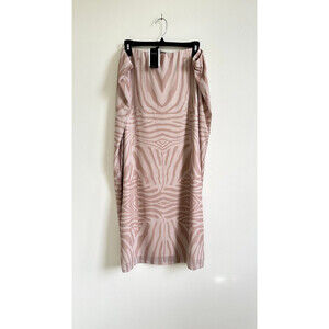 AFRM Women's Felix Power Mesh Midi Skirt In Nude Zebra Plus Size 2X